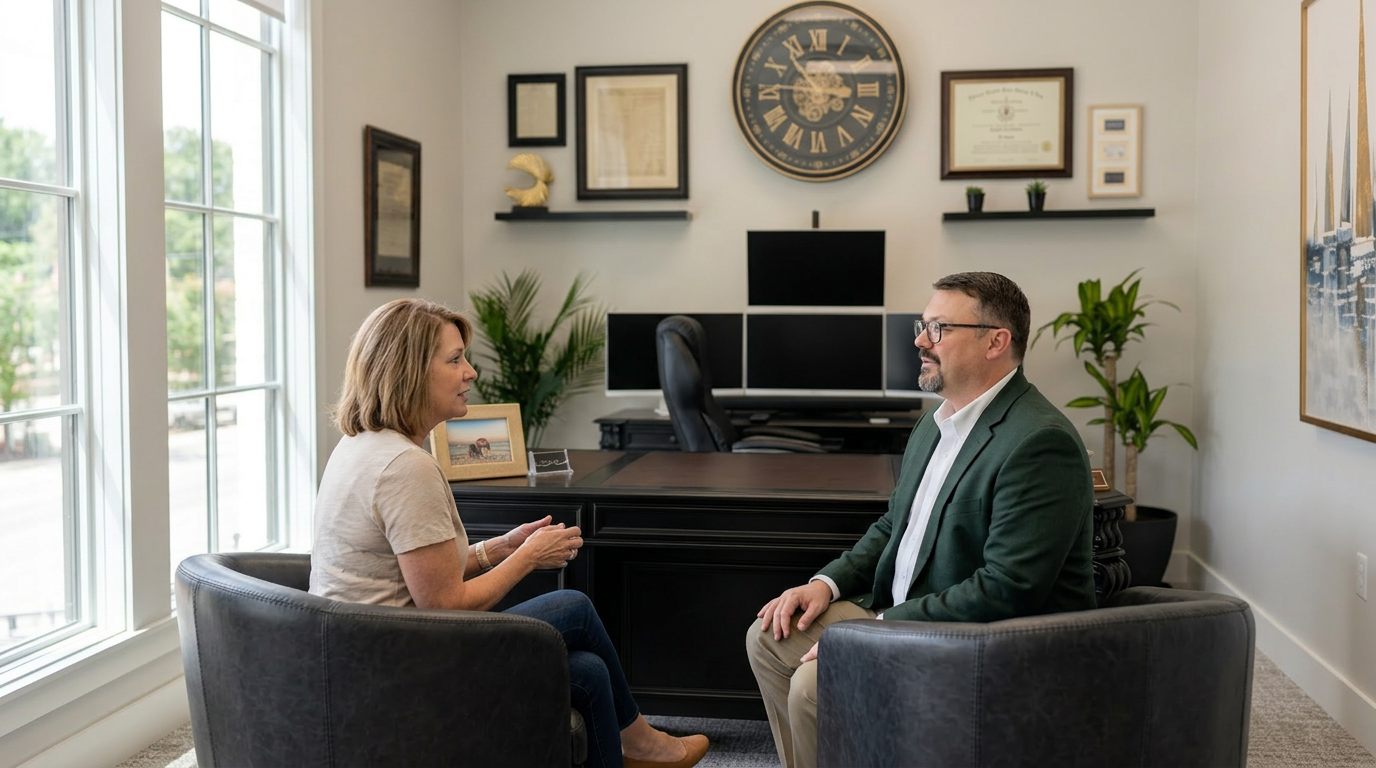 A fellow professional meeting with Brent in his Fairhope office.